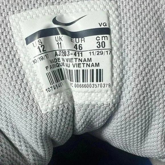 Nike Vapor Untouchable Shark 3 Cleats 12 Blue Gray White Fastflex - Picture 12 of 12